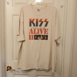 KISS T-Shirt US Tour '77-"78 Alive ll Men's Size 3XL Off White